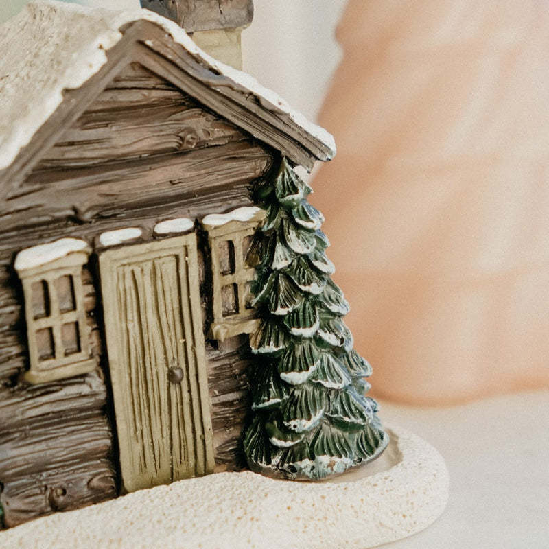 Log Cabin Incense Burner Christmas Chimney Cottage Ornament
