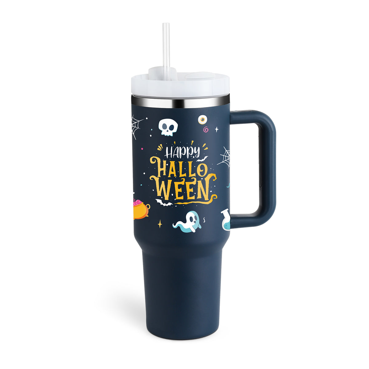 40oz Insulated Tumbler With Handle And Straw, Leakproof Lid
