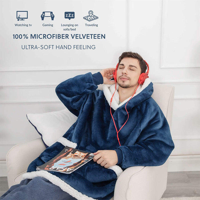 Oversized Wearable TV Hoodie Blanket, Warm Pullover