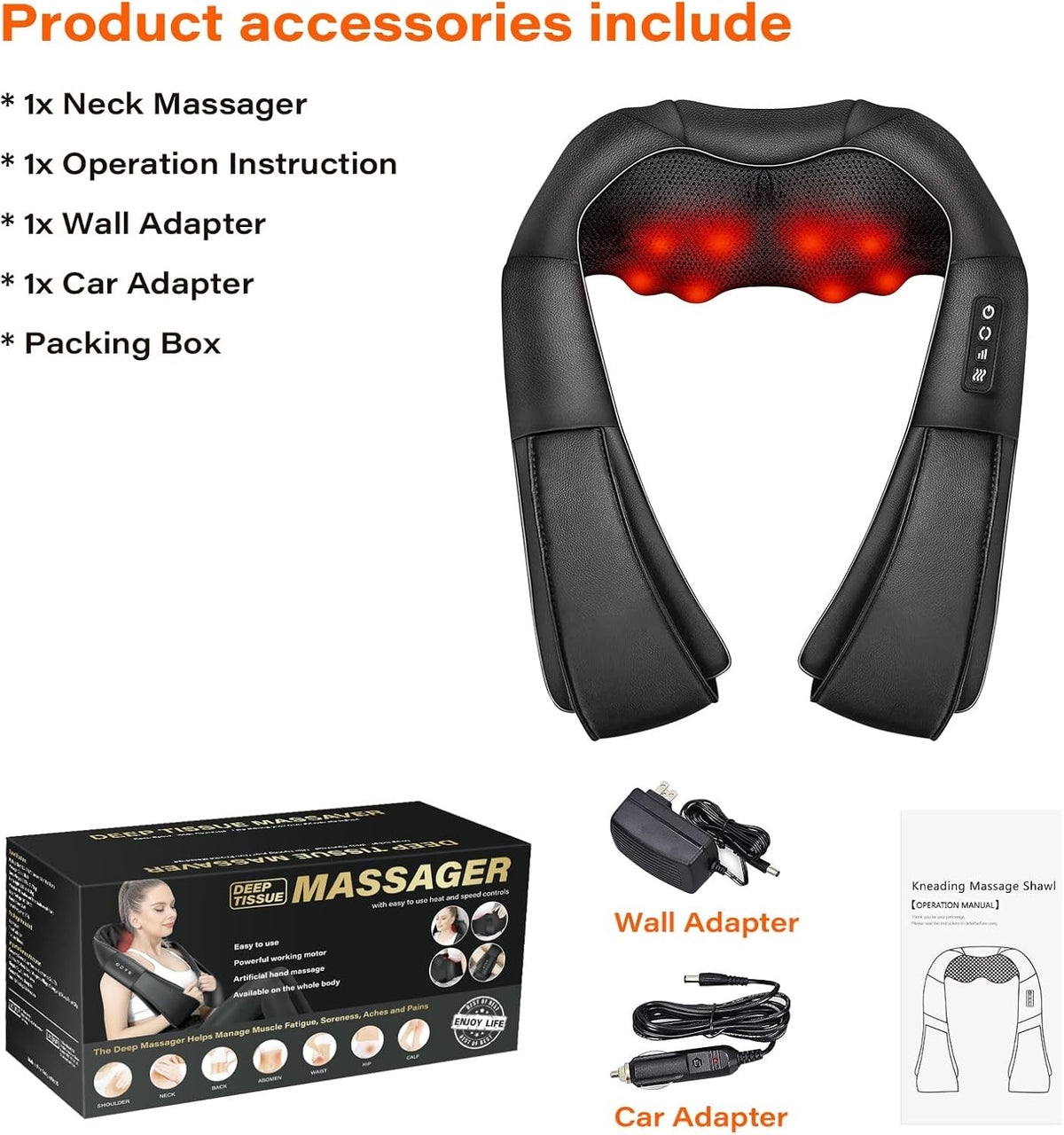 Electric Shiatsu Neck and Shoulder Massager With Heat