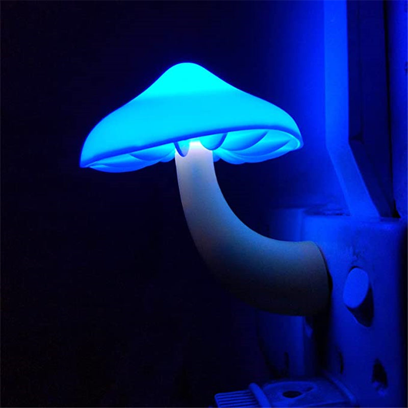 Mushroom LED Wall Socket Night Light With Light Sensor