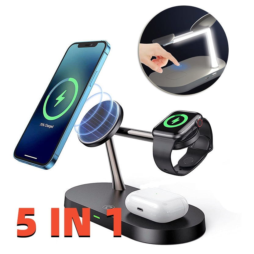 5 In 1 Magnetic Wireless Charging Station With Night Lamp