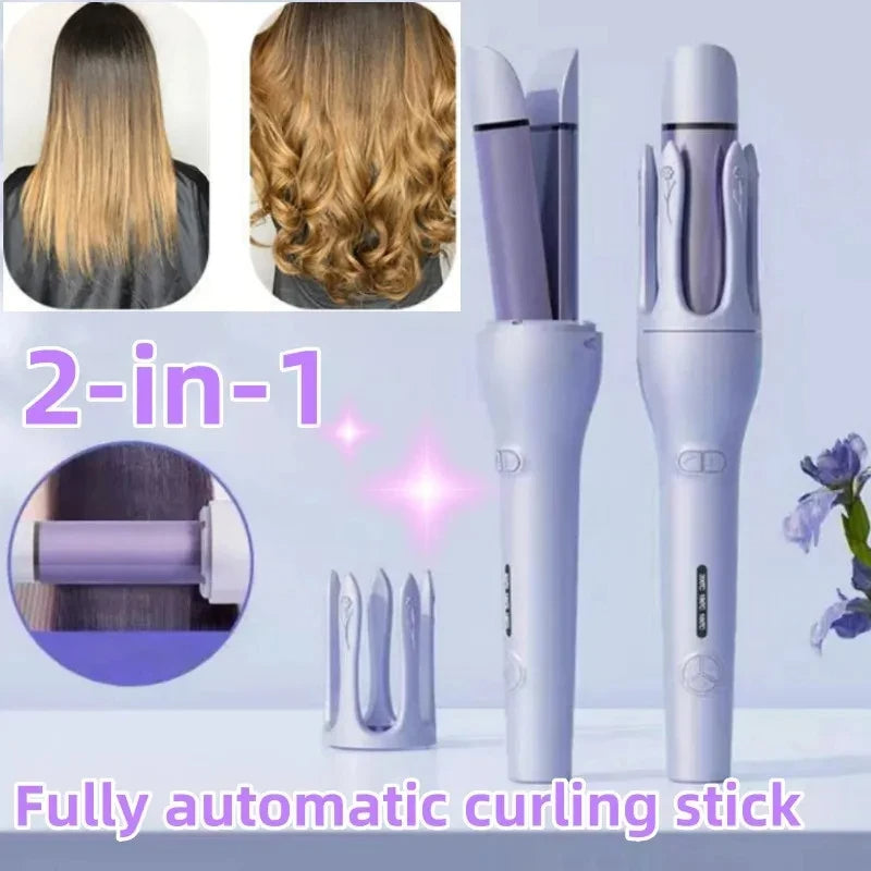 2-in-1 Automatic Hair Curler Straightener, Ceramic Fast Heat