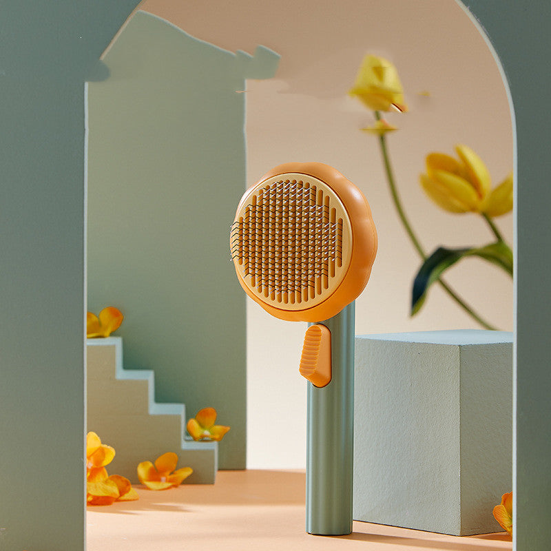 Self-Cleaning Steel Wire Cat Brush for Grooming, Hand-Held Comb