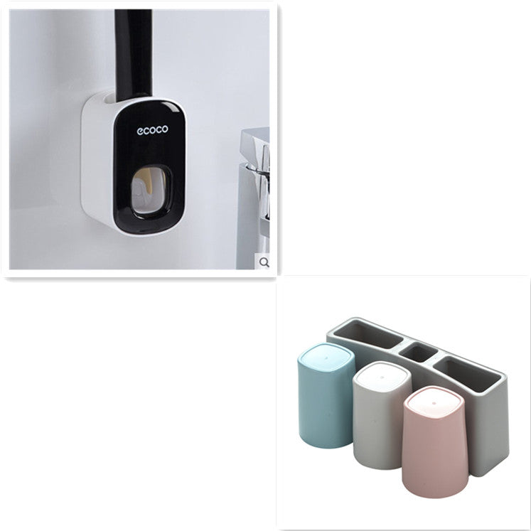 Wall Mounted Automatic Toothpaste Dispenser And Toothbrush Holder