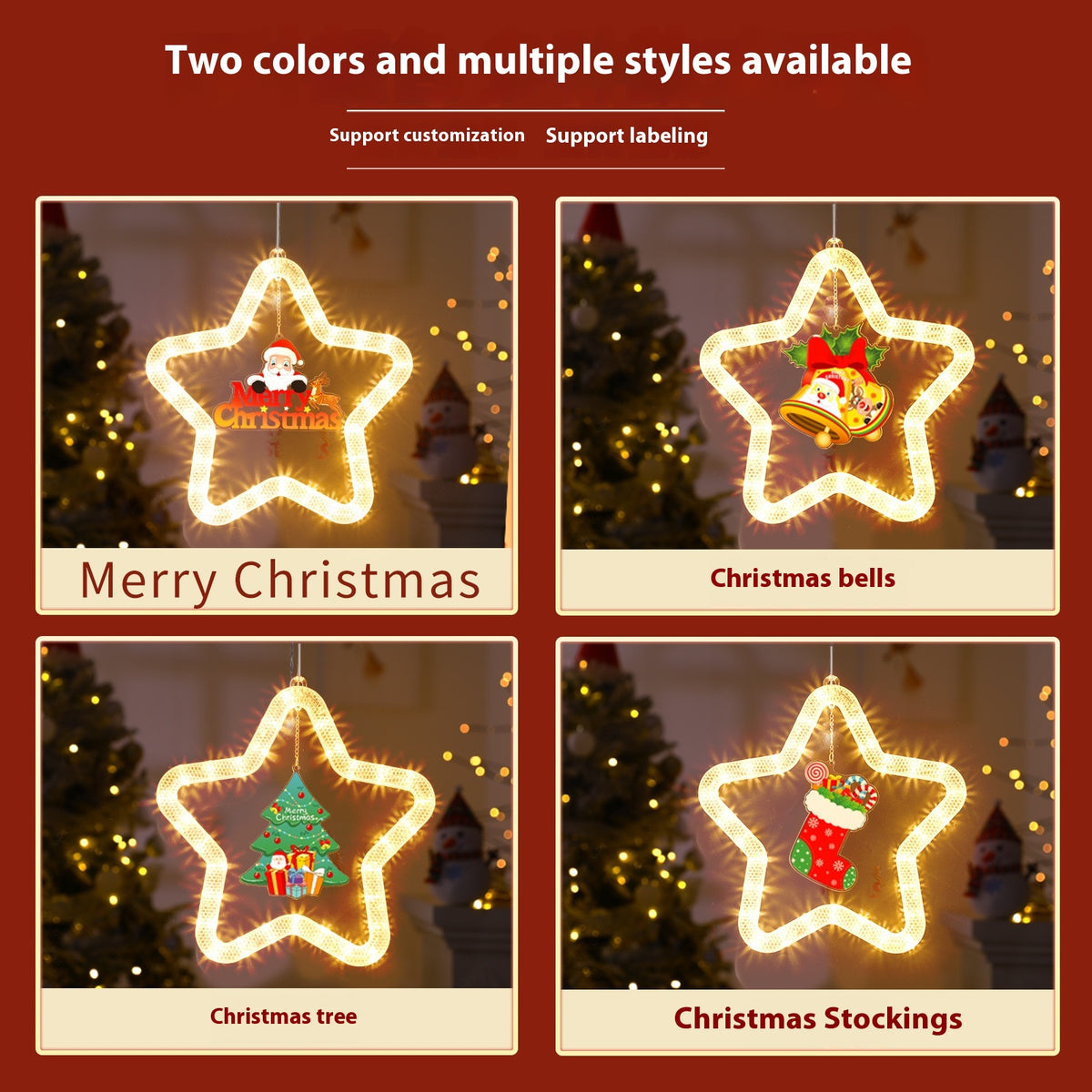 Christmas LED Hanging Pendant Lights with Battery Operation