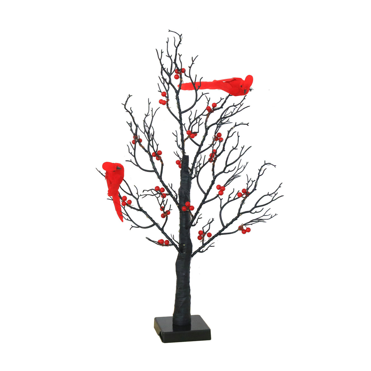 Lighted Mini Birch Tree with 60 LEDs and Cardinals