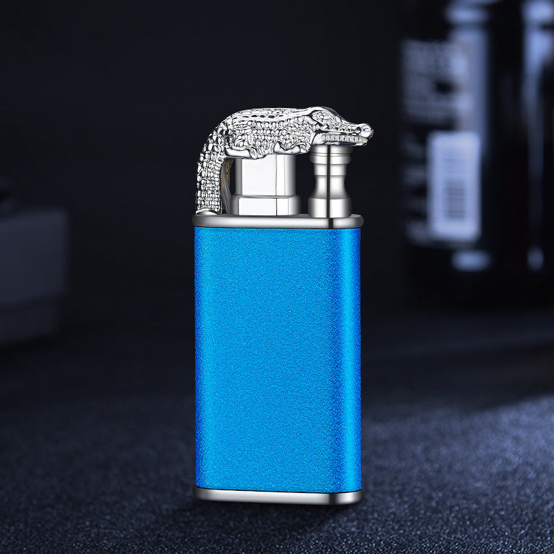 Windproof Metal Gas Lighter With Blue Flame And Double Fire