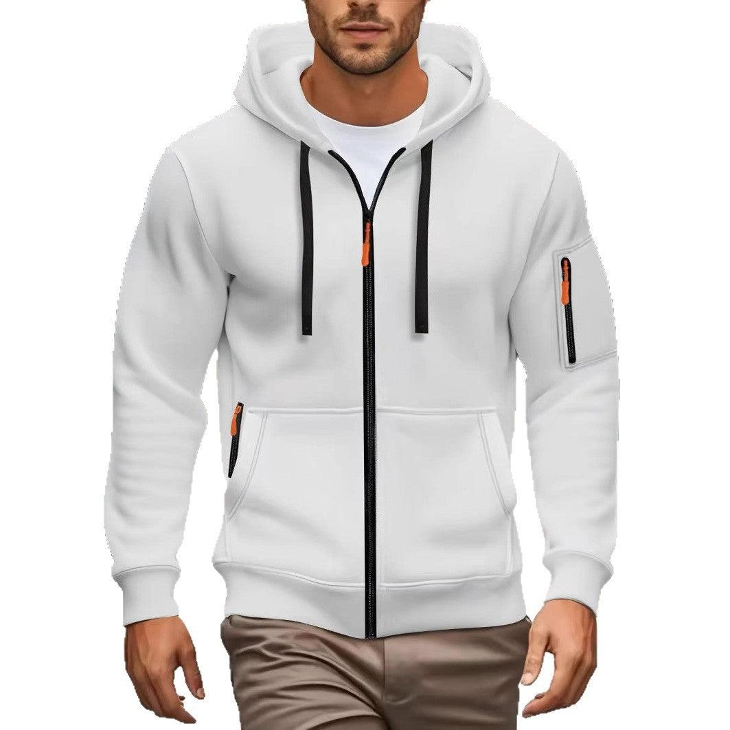 Men's Zipper Hooded Sweatshirt Cardigan Coat for Sports and Casual Wear