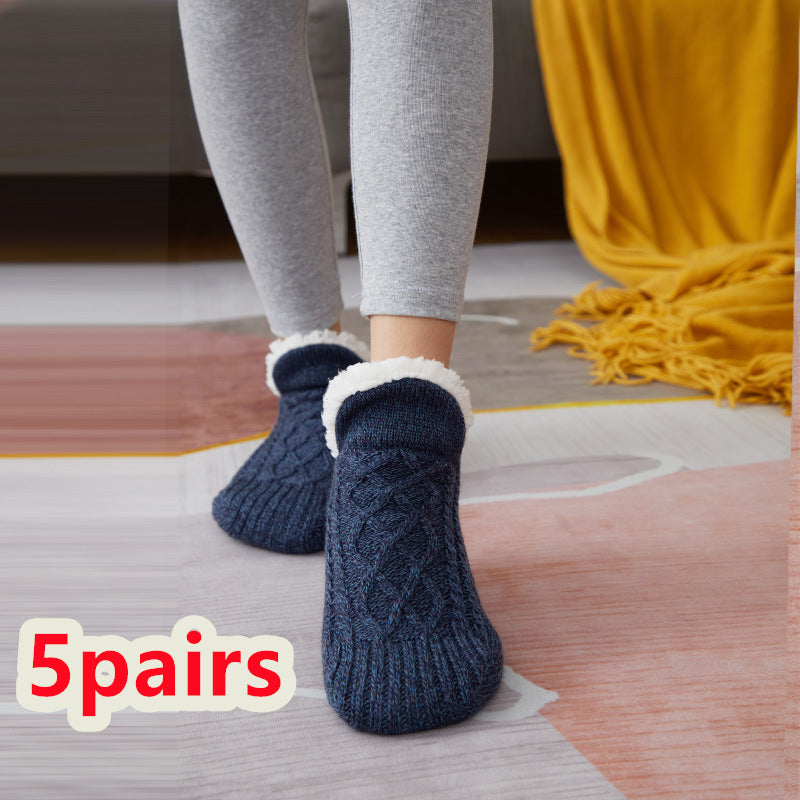 Thick Wool-Blend Home Socks, Non-Slip Warm Slipper Socks