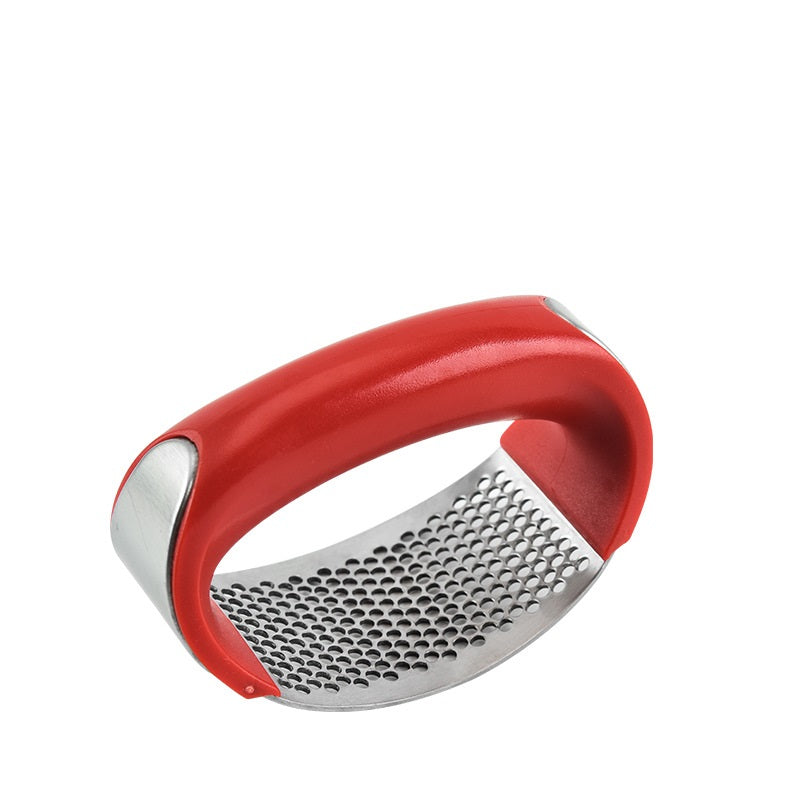 Stainless Steel Garlic Press, Manual Curved Masher for Garlic and Fruit