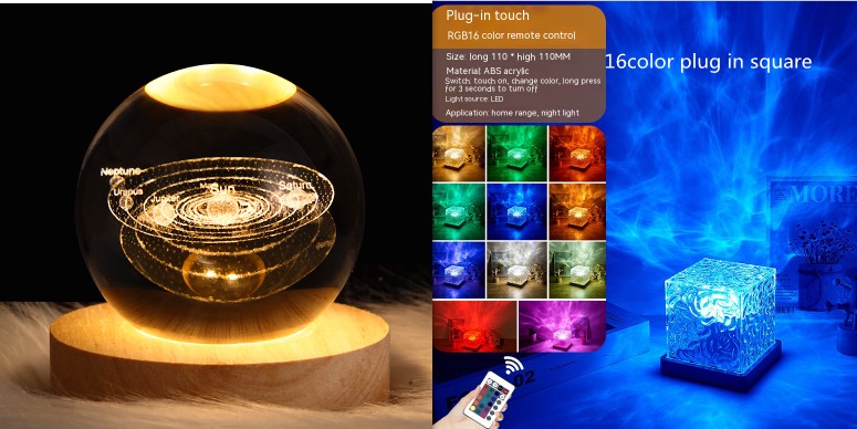 Water Ripple LED Night Light With Remote And 16 Colour Modes