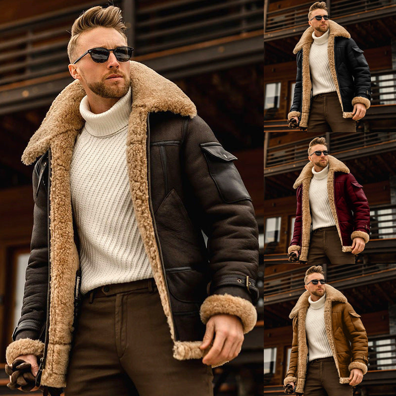 Men's Winter Military Fleece Jacket With Fur Collar