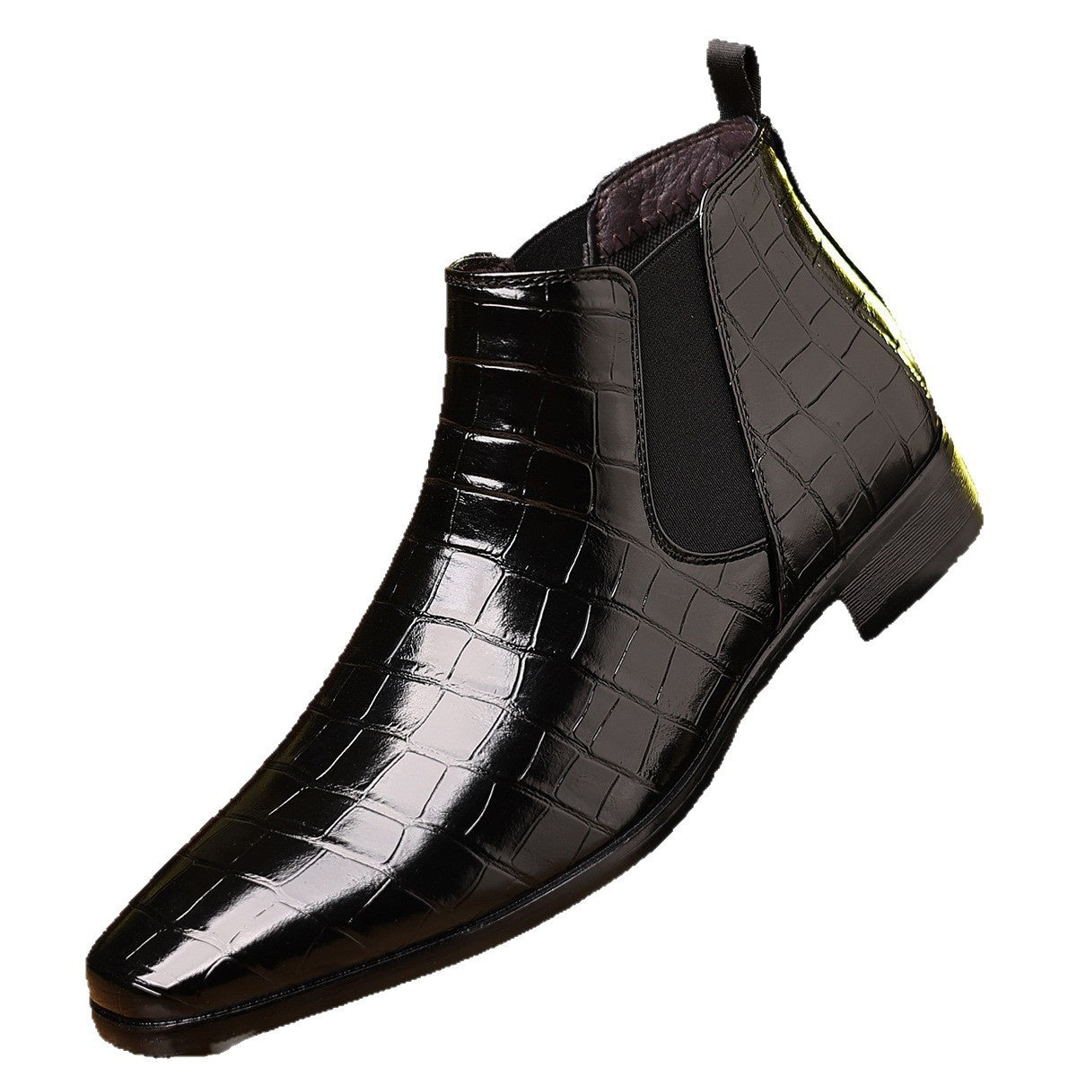 Men's Elegant Leather Shoes with Plaid Pattern in Six Colours