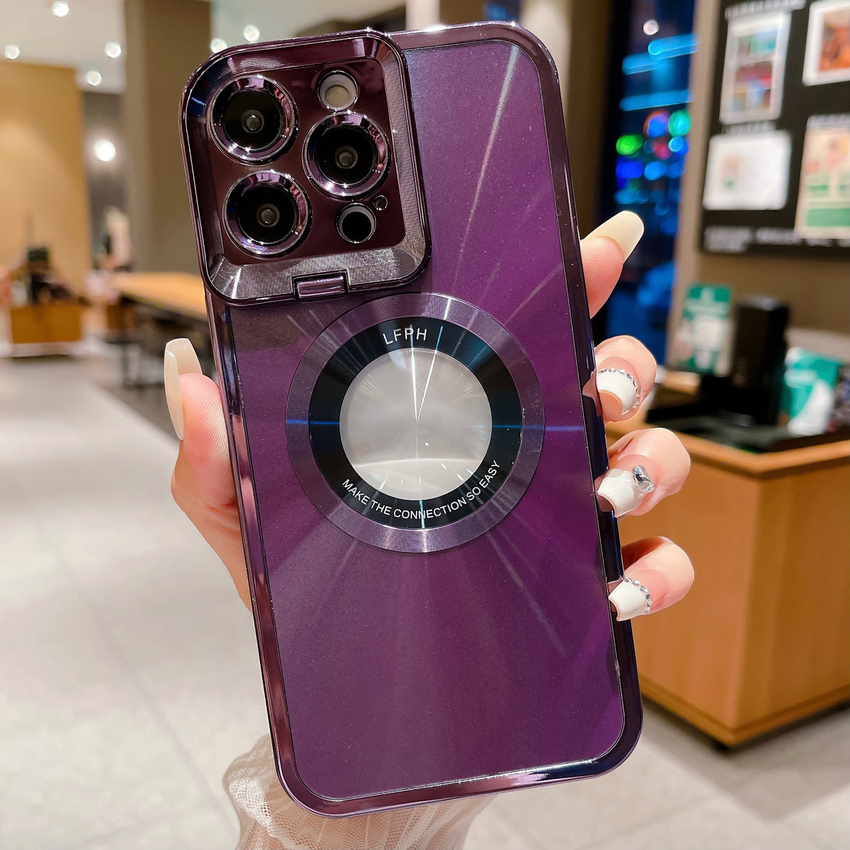 Electroplated Magnetic Phone Case With Hidden Camera Stand