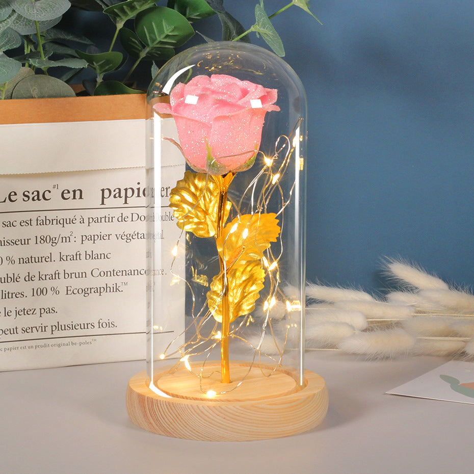 Eternal Rose LED Light In Glass Dome, Romantic Valentine's Gift