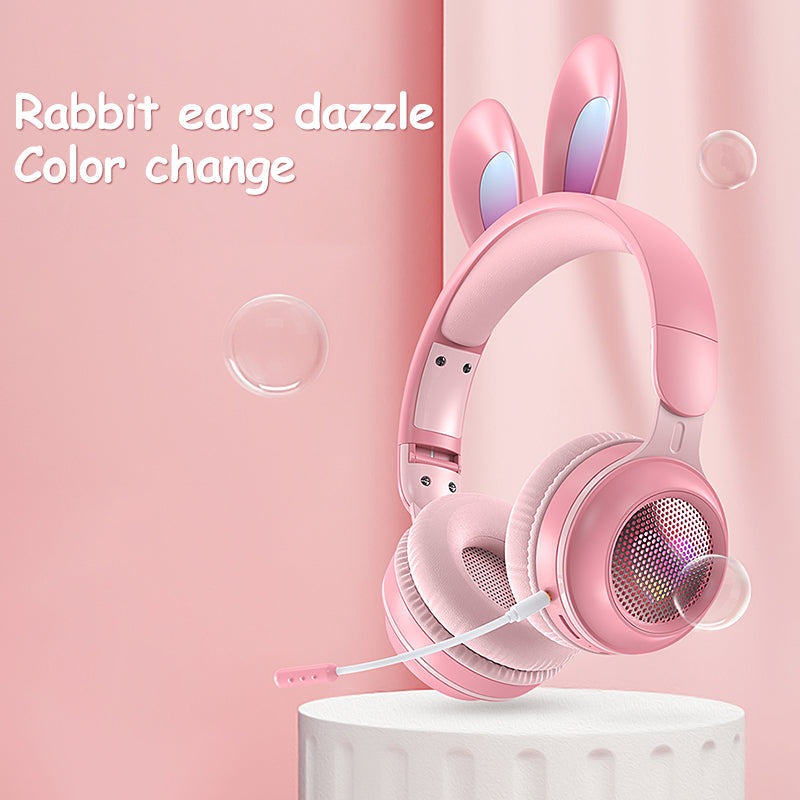 Rabbit Ear Wireless Headphones, Glowing Bluetooth with Built-In Mic