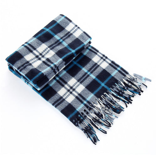 Black and White Plaid Thick Scarf, Warm Double-Sided Velvet
