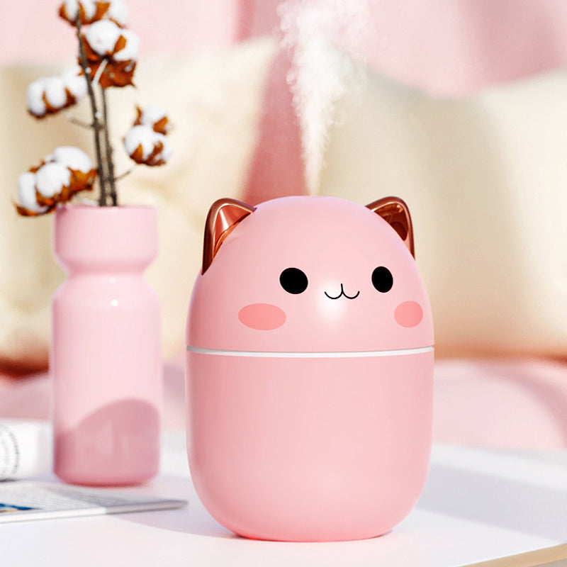 Cute Cat Ultra-Silent USB Air Humidifier for Bedroom, Office and Car