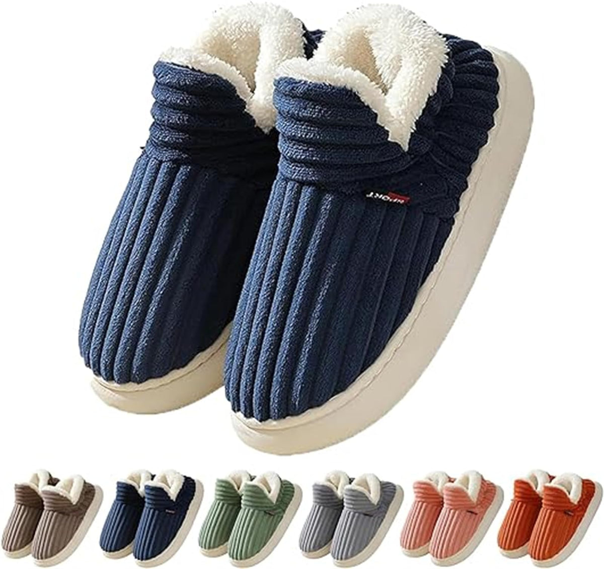 Women's Winter Plush Home Slippers with Striped Soft Sole