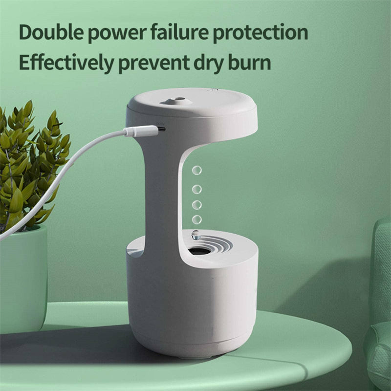 Anti-Gravity Humidifier with Clock and Water Drop Backflow