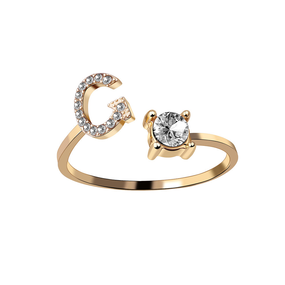 Adjustable Initial Letter Ring In Gold, Silver Or Rose Gold