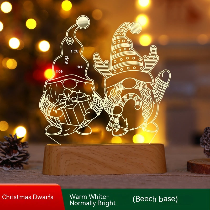 3D Acrylic LED Night Light Christmas Lamp with Warm Glow