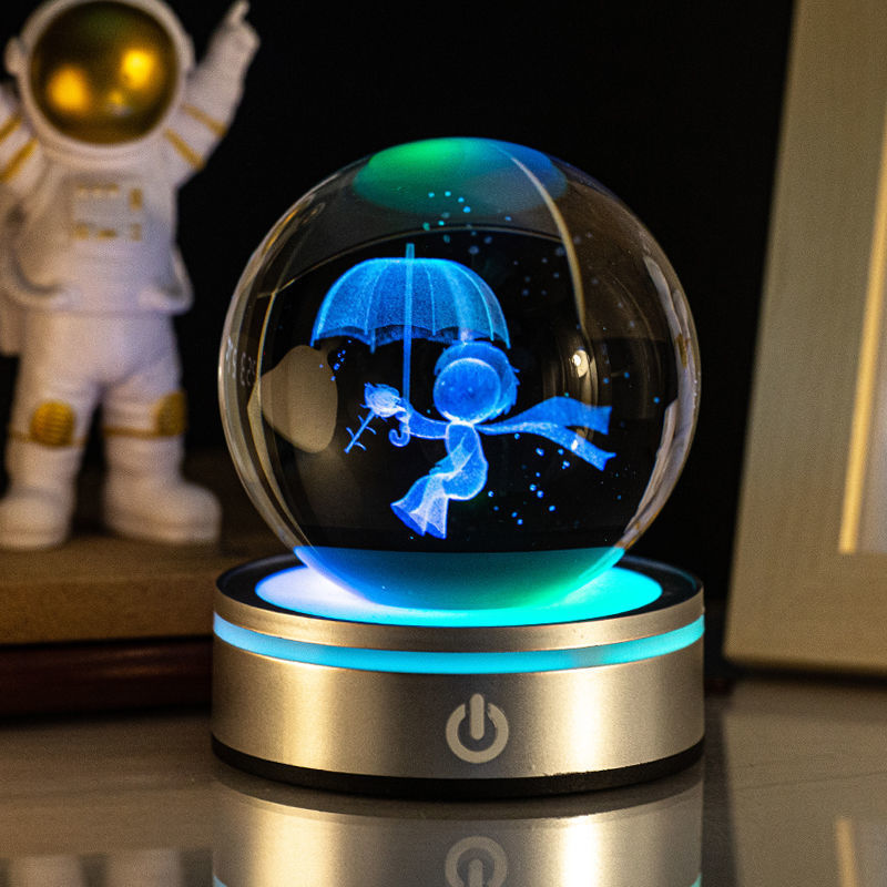 3D Inner Carving Crystal Ball Night Light With Gradient Glow