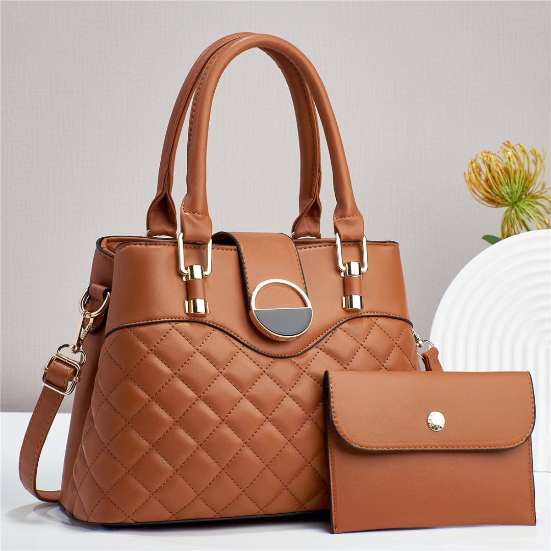 Quilted Minimalist Large Tote Shoulder Bag In PU Leather