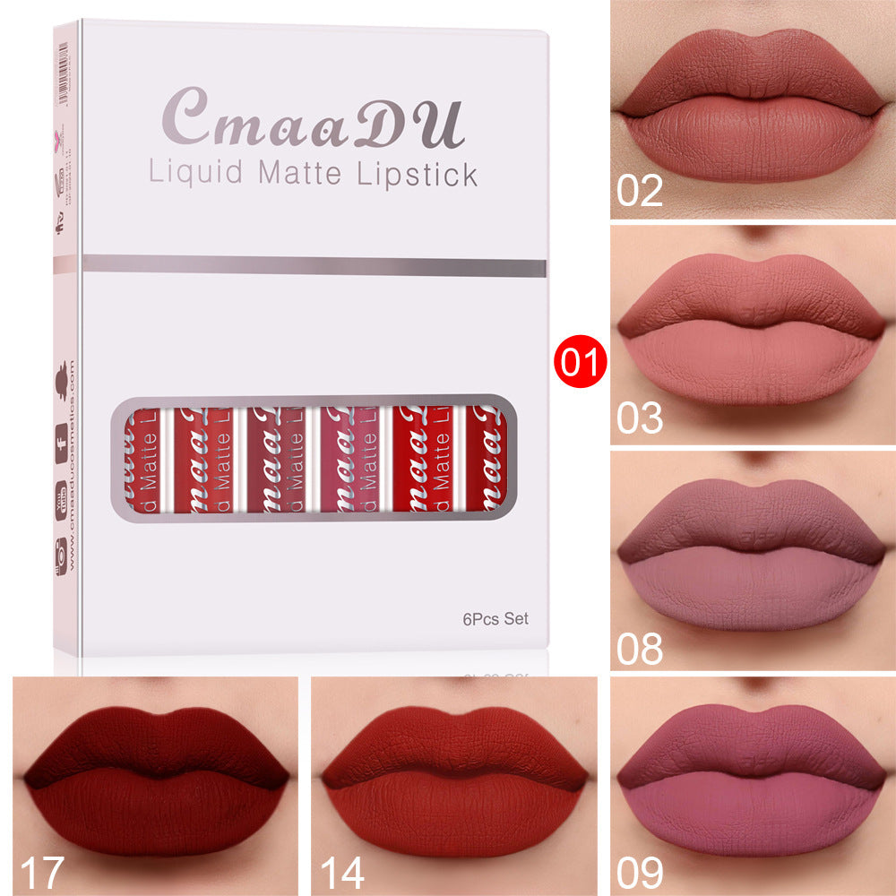Set of 6 Matte Non-Stick Cup Lipsticks, Long-Lasting and Waterproof