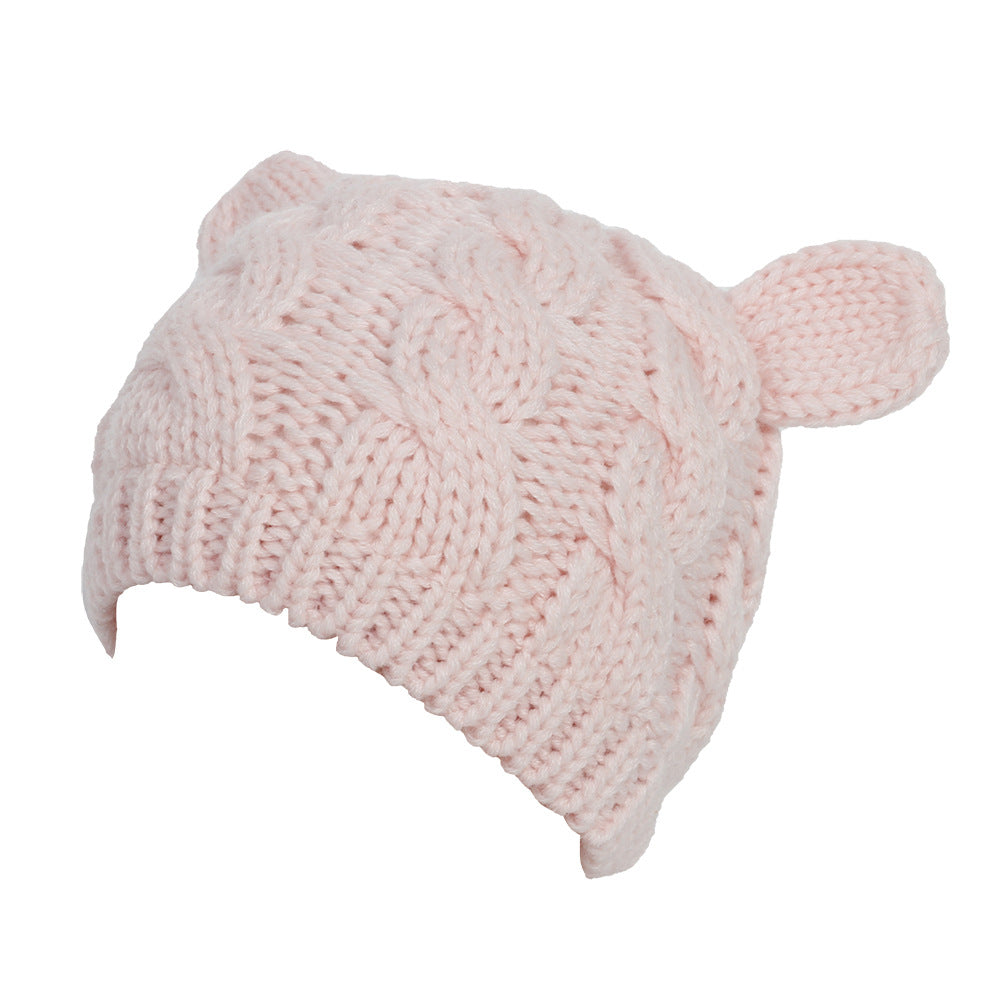 Handmade 3D Knitted Cat Ear Beanie Hat for Winter in Eight Colours