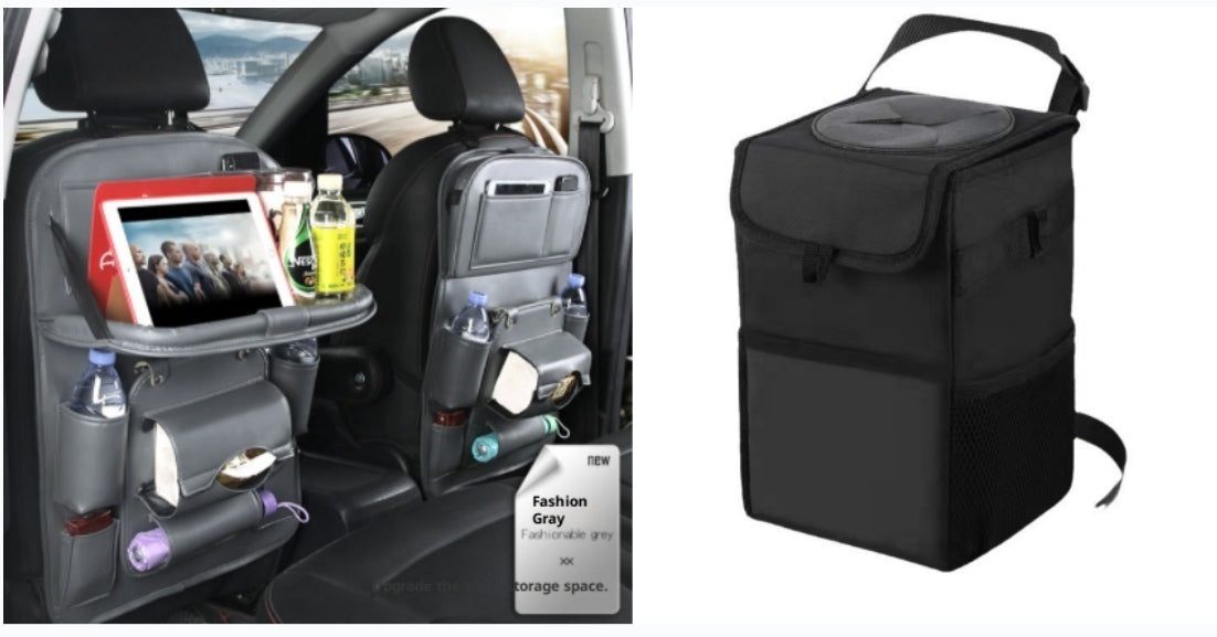 PU Leather Car Seat Back Storage Bag With Multiple Pockets