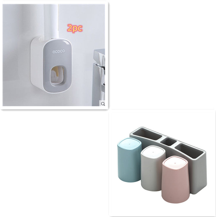 Wall Mounted Automatic Toothpaste Dispenser And Toothbrush Holder