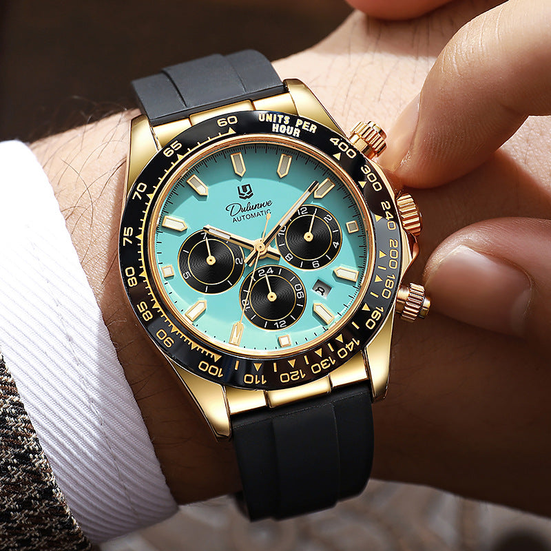 Men's Fully Automatic Mechanical Watch with Gold Case