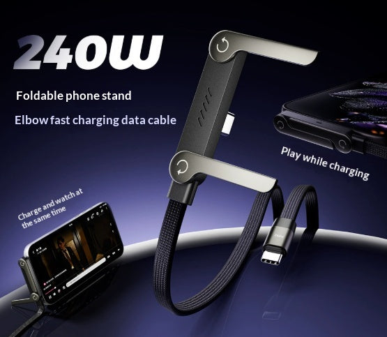 Foldable 2-in-1 Fast Charging Cable With Phone Stand Holder