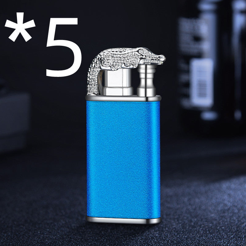 Windproof Metal Gas Lighter With Blue Flame And Double Fire