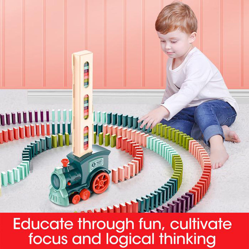 Electric Domino Train Toy With Automatic Release Building Blocks