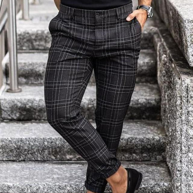 Men's Loose Thin Plaid Casual Trousers in Five Colours