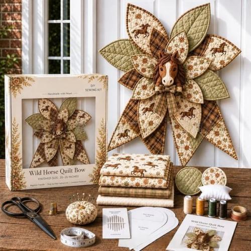 DIY Oversized Quilted Bow Sewing Kit, Fabric Craft Set