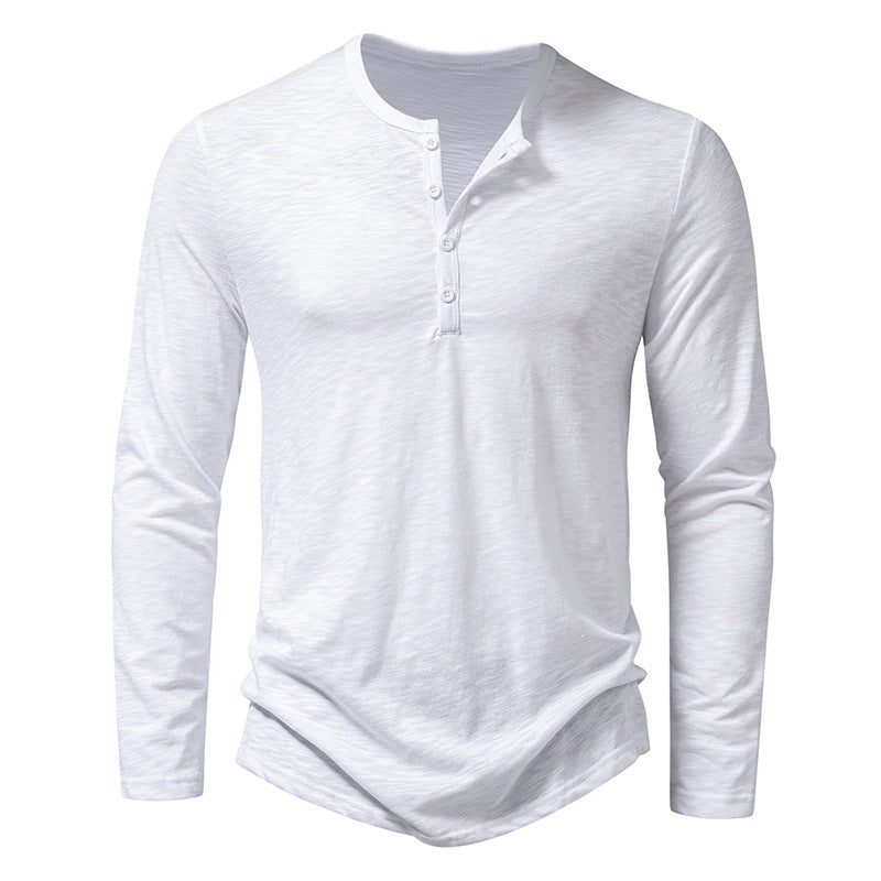 Men's Long-Sleeved Casual Button Pullover T-Shirt