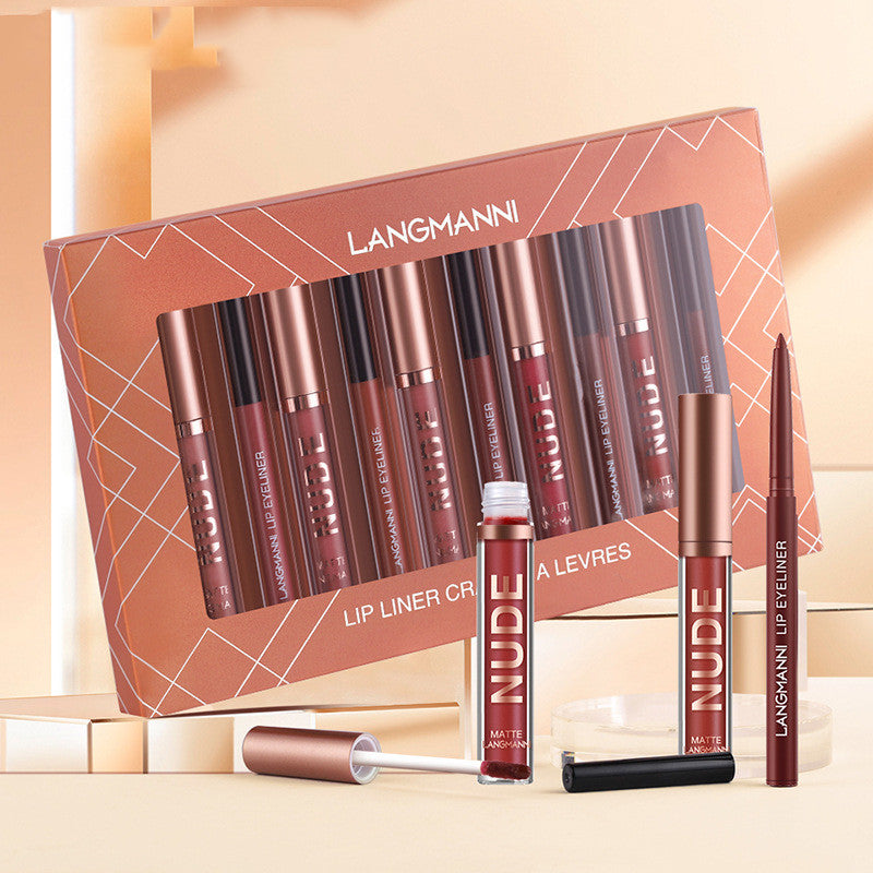 12-Piece Matte Lipstick and Lip Liner Set, Long-Lasting