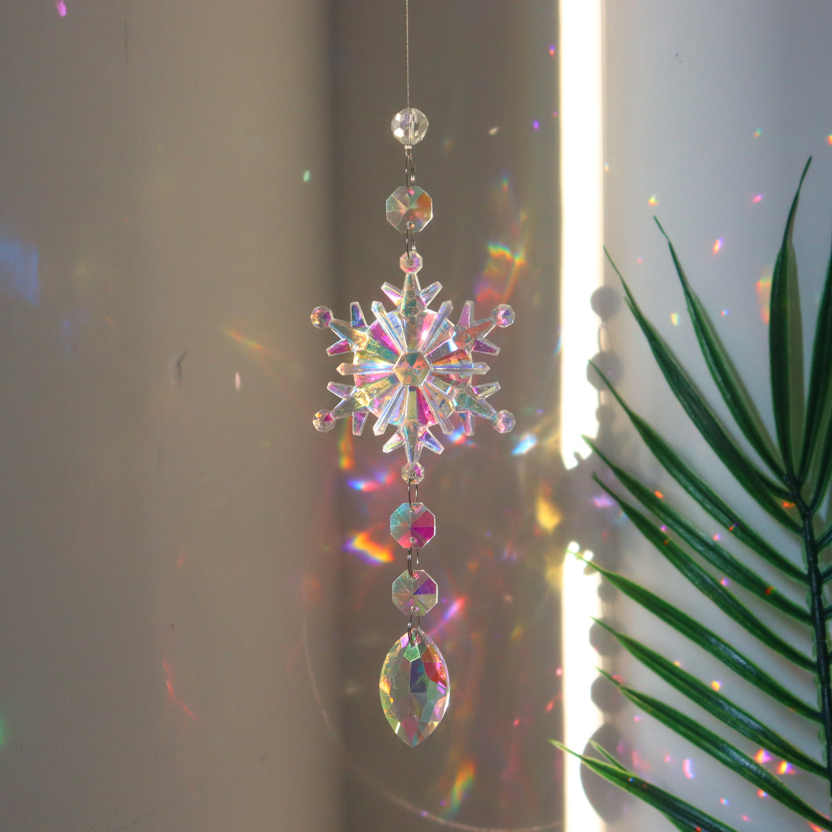 Christmas Snowflake Crystal Sun Catcher Window Ice Pendant