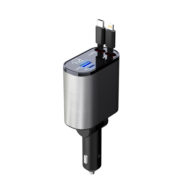 Metal 100W Car Charger With USB and Type-C Fast Charging