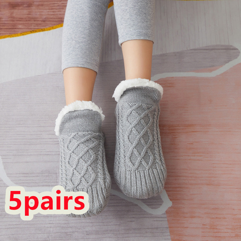Thick Wool-Blend Home Socks, Non-Slip Warm Slipper Socks