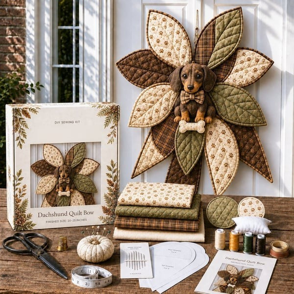 DIY Oversized Quilted Bow Sewing Kit, Fabric Craft Set