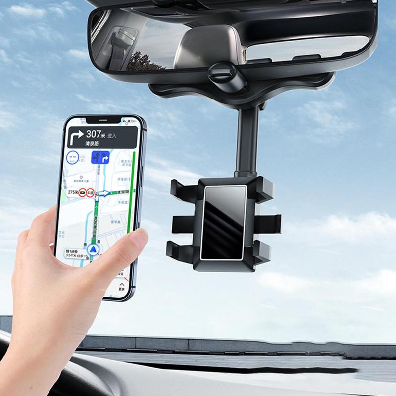 Rearview Mirror Phone Holder With 360 Rotation For Cars