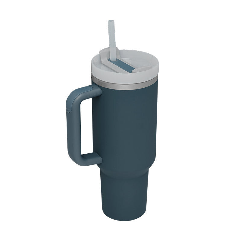 40oz Insulated Tumbler With Handle And Straw, Leakproof Lid