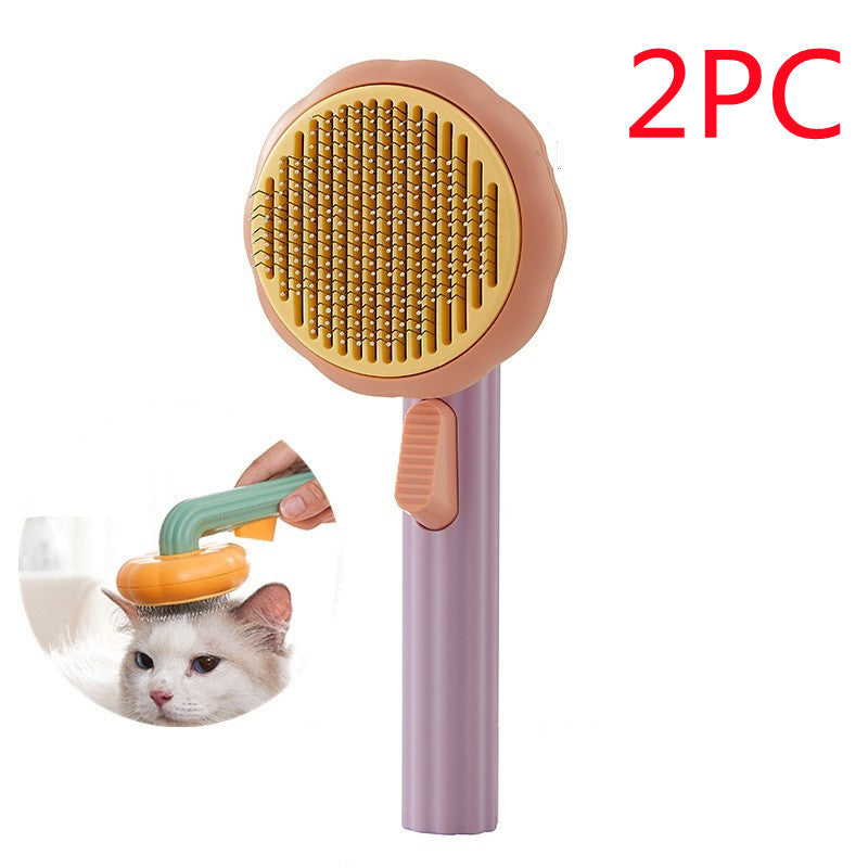 Self-Cleaning Steel Wire Cat Brush for Grooming, Hand-Held Comb