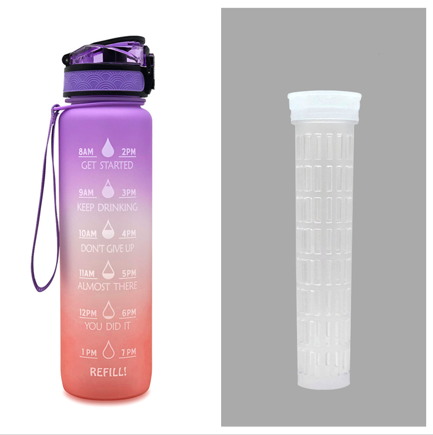 1L Tritan Water Bottle With Time Marker And Flip Cover