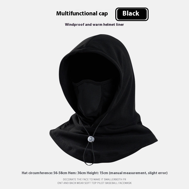 Winter Thermal Fleece Neck Warmer Hood, Windproof Riding Hat